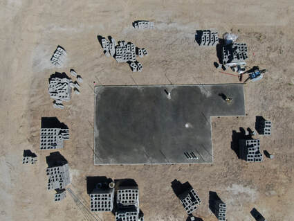 aerial Picture of the well house poured foundation.
