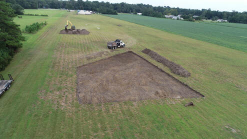 aerial Picture of the beginning of digging the pond