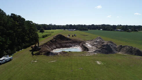 aerial Picture of pond being dug.