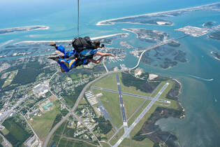 Picture of skydiving over the Crystal Coast .